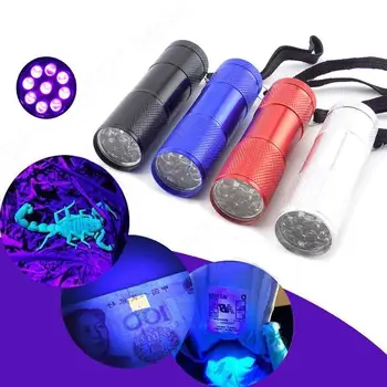 Портативная Мини-УФ-Лампа Ultra Violet 9 LED Фонарик Torch Light Лампа Фиолетового Цвета Вспышка Linterna Lighting Для Обнаружения Денег