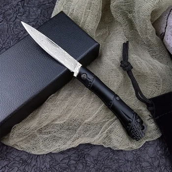 Дамасское Лезвие Мини Карманный Складной Нож Ручка Из Алюминиевого Сплава Выживания EDC Ножи Кемпинг Охотничий Инструмент