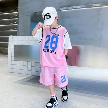 Модный брендовая детская баскетбольная форма, спортивная одежда для мальчиков, быстросохнущая одежда, лето 2023, новая детская одежда, трикотаж