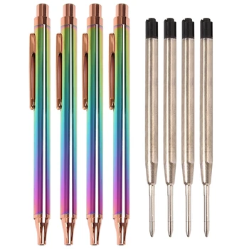 Выдвижные шариковые ручки, роскошная металлическая ручка Rainbow Click с черными чернилами 1,0 мм для настольных офисных принадлежностей