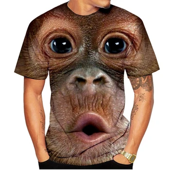 2023 Новая мужская мода, повседневная футболка с 3D-принтом Орангутанга/обезьяны, Пародия на Гориллу, Забавные футболки с круглым вырезом, топы