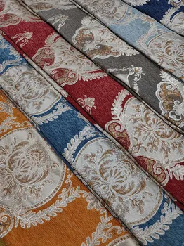 Жаккардовая ткань Синель в цветочек По метру для пошива чехлов на диваны Наволочек штор обивочной ткани Текстиль Полиэстер Красный