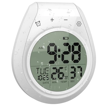 Цифровые часы для душа водонепроницаемые, часы с таймером в ванной, Цифровые настенные часы для кухни, ЖК-дисплей, формат 12/24 часа