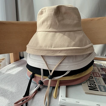 Женские шляпы-ведра, летняя уличная дышащая солнцезащитная кепка, Женские пляжные шляпы, Дорожные кепки, Складная хлопчатобумажная шляпа с широкими полями