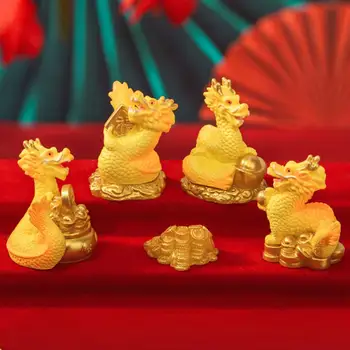Мини-фигурка дракона Очаровательные китайские Новогодние фигурки дракона, Очаровательные Микроландшафтные украшения для домашнего декора, подарки 2024 года