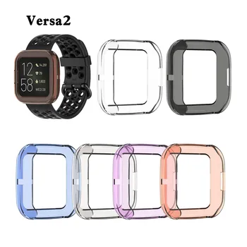 Для часов fitbit Versa2 Защитный чехол из мягкого резинового материала TPU с полупрозрачной оберткой Защитный чехол с полной оберткой Прозрачный резиновый чехол