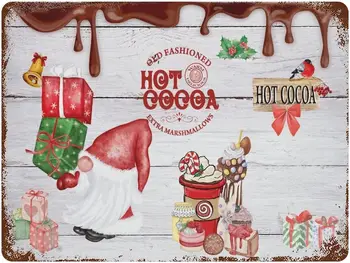 Рождественские Забавные металлические вывески в стиле ретро, Горячее какао, Гномы, Рождественские Жестяные вывески, Фермерское кафе, Металлическая жестяная вывеска для домашнего бара, Кофейный декор