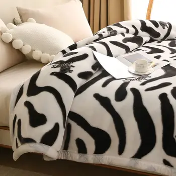 Двухслойное зимнее утепленное плюшевое одеяло Raschel с утяжелителем для двуспальной кровати, теплое, тяжелое, пушистое, с мягким цветочным принтом, пледы-пледы