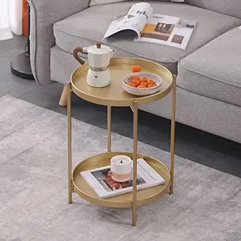 Комплект Круглого приставного столика Прикроватная тумбочка / Маленькие деревянные столики Журнальный столик с деревянным подносом для гостиной спальни