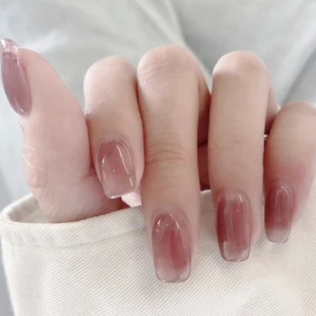 Матовые глянцевые розовые ногти с полным покрытием, защищающие от сколов, матовые накладные ногти для женских и женских маникюрных салонов