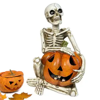 Украшение в виде скелета тыквы на Хэллоуин, Скелет из смолы, Скелет всего тела для дома с Привидениями, Сувениры для вечеринок на открытом воздухе