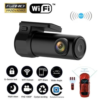 Управление приложением Smart Car Wifi DVR Dash Camera Видеорегистратор ночного видения HD1080P Приборная панель с обзором 170 градусов, G-сенсор, 24-часовой парковочный монитор