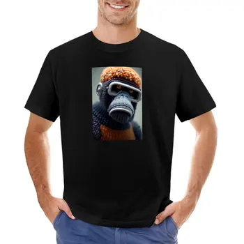 Футболка с изображением киберпанк-шимпанзе, рубашка с животным принтом для мальчиков, короткая футболка, мужская одежда