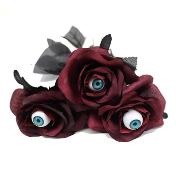 Черный искусственный цветок Искусственная Роза с глазным яблоком Ужасы Хэллоуин Принадлежности для Косплея Аксессуары для костюмов Домашний декор 1ШТ 36 см