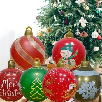 60-сантиметровый Рождественский Надувной шар, украшенный шариками из ПВХ, Гигантские Большие Шары со светом, пульт дистанционного управления, Игрушечный шар для украшения Рождественской елки на открытом воздухе
