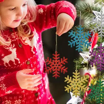 Небольшой размер подвески в виде снежинок, праздничные поделки, яркие украшения для Рождественской елки, 6 прочных подвесок в виде снежинок для праздничного дома