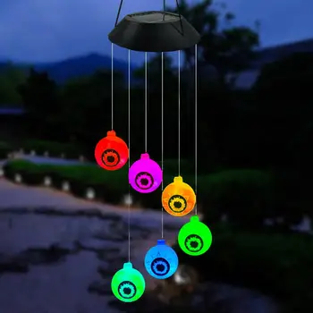 Eyeball Wind Chime Light IP44 Водонепроницаемый Подвесной светодиодный ветряной перезвон на солнечной энергии, украшение для вечеринки в доме с привидениями
