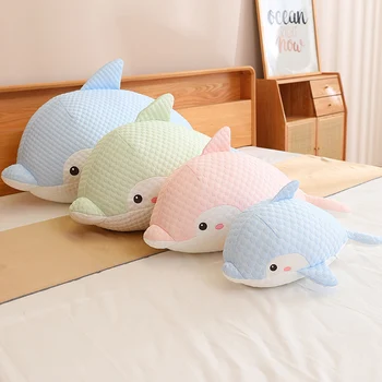 Плюшевые игрушки с плюшевым дельфином большого размера, милые мягкие куклы-подушки с животными для детей, подарки на подушки для сна для девочек