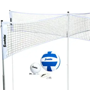 【Прекрасный комбинированный набор для волейбола Quad - полная система сеток, 2 больших и 2 традиционных волейбольных мяча и бонусный набор Boundary Kit /Line Marke