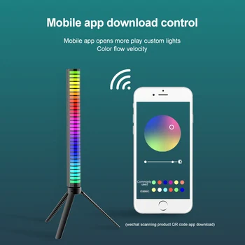 Красочный индикатор управления звуком USB / аккумуляторная батарея Bluetooth-совместимое приложение для управления звукоснимателем с голосовой активацией, индикатор ритмической полосы