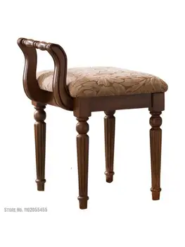 Туалетный столик в европейском стиле, американский стиль, полностью из массива дерева, стул для макияжа, спинка, туалетный столик, стул, простая тканевая мягкая сумка