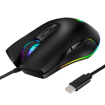 USB C Мышь Type C Эргономичная проводная мышь RGB Игровая мышь Оптическая мышь