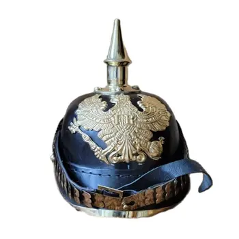 Немецкий остроконечный шлем PICKELHAUBE Времен Первой мировой войны, прусский шлем, копия шлема из воловьей кожи