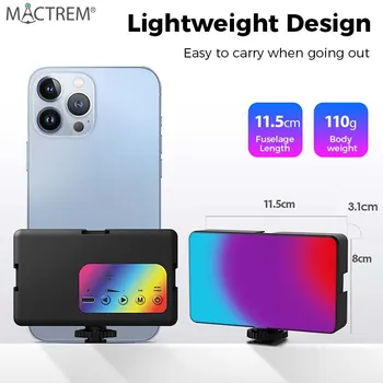 MACTREM RGB LED Video Panel Light Pocket EDC Заполняющий Свет с Регулируемой Яркостью 2500-7000K 1000LM Фотография для Прямой трансляции
