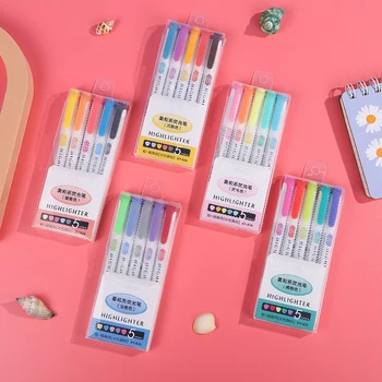 5 Цветов, двуглавая ручка-хайлайтер, художественные маркеры, флуоресцентные ручки, школьные и офисные канцелярские принадлежности, принадлежности для рисования