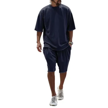 Новая повседневная мужская летняя футболка с шортами, размер костюма M-3XL