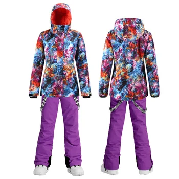 Женская одежда для сноуборда в стиле Bran Cosmic Sky, Водонепроницаемые, Ветрозащитные Костюмы, Уличный костюм, Лыжная куртка, Зимние Брюки, Для девочек