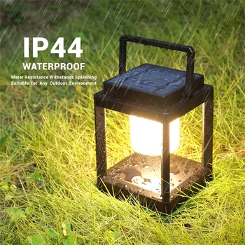 Солнечная Портативная лампа с регулируемой яркостью, Водонепроницаемая USB Перезаряжаемая Кемпинговая Светодиодная подсветка для садовой палатки, настольные светильники для рыбалки, Подвесные светильники