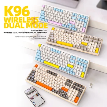 Механическая клавиатура K96, 100 клавиш, Bluetooth-совместимая игровая клавиатура, бесшумная клавиатура USB / Type-C, двойной разъем для ноутбука.