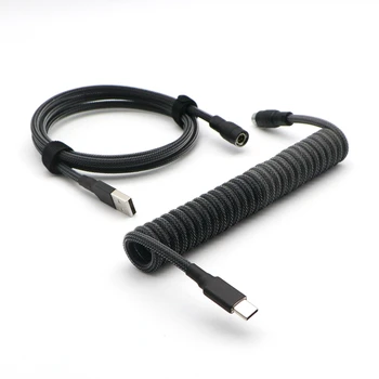 Спиральный кабель Paracord & PET с двойными рукавами 2 цвета от USB до Type-C Micro Mini-USB для механической клавиатуры с YC8 Aviator