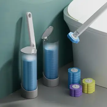 Сменная конструкция щетки для унитаза Удобный гигиенический туалет Одноразовый набор щеток для унитаза с держателем для домашней ванной комнаты