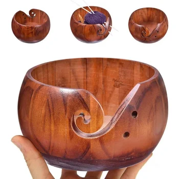 Деревянная чаша для хранения Разное Хранение Экологически чистое нескользящее деревянное вязание крючком Ручной работы, Коробка для хранения швейных наборов 