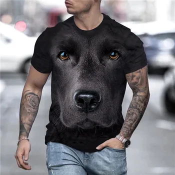 Мужская футболка с изображением собаки, 3D Полный принт, домашняя собака, мужская одежда, летняя повседневная футболка оверсайз с коротким рукавом, Модные топы