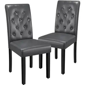 Обеденный стул из искусственной кожи Alden Design Parson с ножками из цельного дерева, набор из 2 предметов, Эспрессо