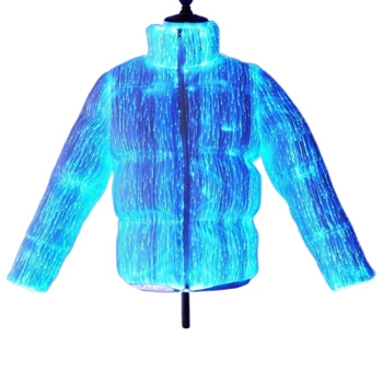 2077 светоизлучающая пуховая куртка из волокна звездного неба, пуховая куртка Cyber & Punk из светодиодной ткани, куртка с интеллектуальным приложением