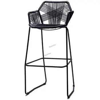 Скандинавские Барные стулья, Креативный барный стул из ротанга, Кресло со спинкой из ротанга, Кресло на открытом воздухе, Стул для балкона, Железный Современный Минималистичный Барный стул E