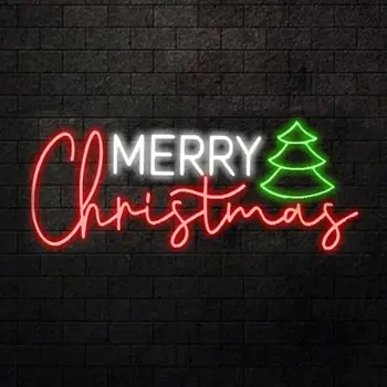 С Рождеством, неоновые вывески, светодиодные рождественские световые вывески, Рождественские украшения для дома, гостиной, бара, ресторана, кофейни, светодиодные