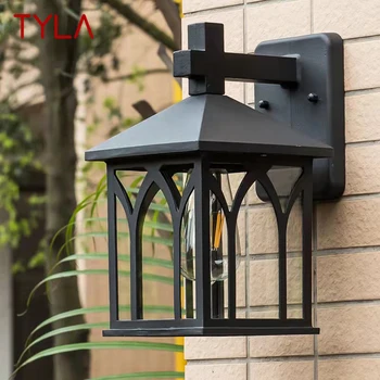 TYLA Outdoor Black Light LED Ретро Настенные бра, классические водонепроницаемые лампы для украшения домашнего балкона