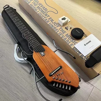 Удобная в переноске легкая стальная струна, матовая акустическая гитара цвета дерева, портативная, съемная и безголовая акустическая гитара