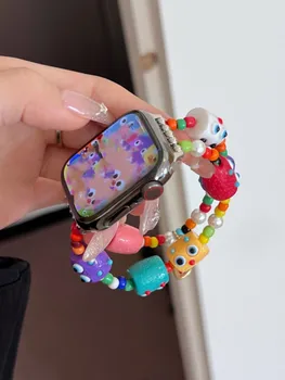 Милый Браслет Rainbow Monster Watch для iwatch 45 мм 49 мм Ultra Watch Band Ремешок для Apple iWatch серии 7 8 9 38 мм 40 мм
