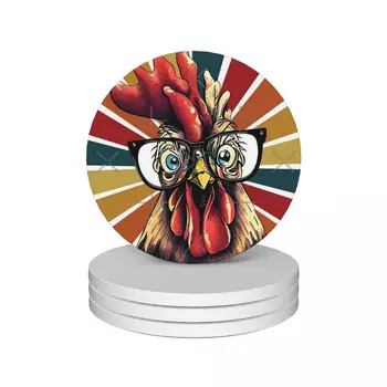 Набор керамических подставок Funny Chicken Mood из 4 предметов без запаха, декор для ресторана, подарок на фестиваль