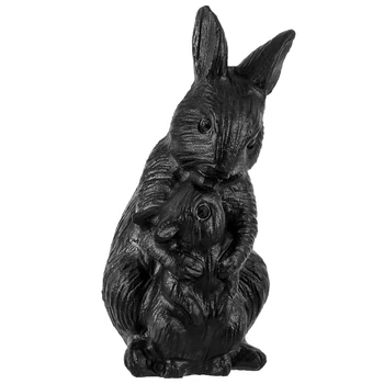 Резьба по дереву, мини-фигурка милого кролика, Статуэтка животных из натурального черного обсидиана, Исцеляющий драгоценный камень, ремесленный подарок для украшения дома