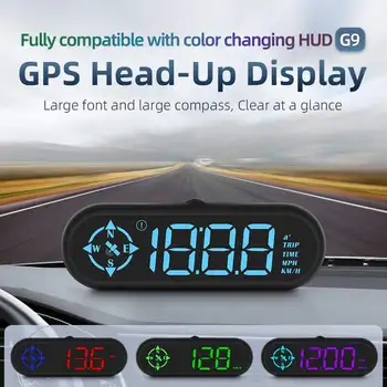 G9 Автоматический HUD GPS Головной дисплей Автомобильный датчик Спидометр с компасом Часы Дальность движения Охранная сигнализация Электронные аксессуары