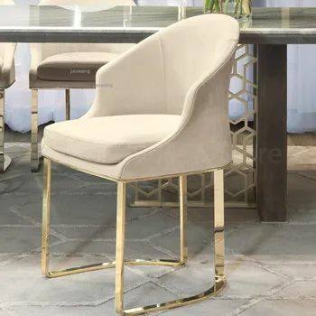 Скандинавский роскошный обеденный стул из нержавеющей стали, современные дизайнерские стулья, мебель для столовой, Европейское позолоченное кресло для переговоров