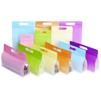 500шт Многоразовые водонепроницаемые упаковочные пакеты с застежкой-молнией, красочные восьмисторонние пластиковые ручные сумки для закусок, конфет, подарков