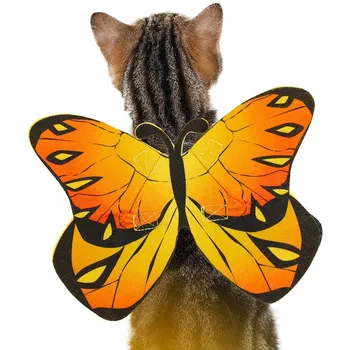 Украшение для домашних животных на Хэллоуин, милый набор для кошек с принтом бабочки, многоцветный мультяшный костюм для трансформации кошки / собаки, косплей бабочки